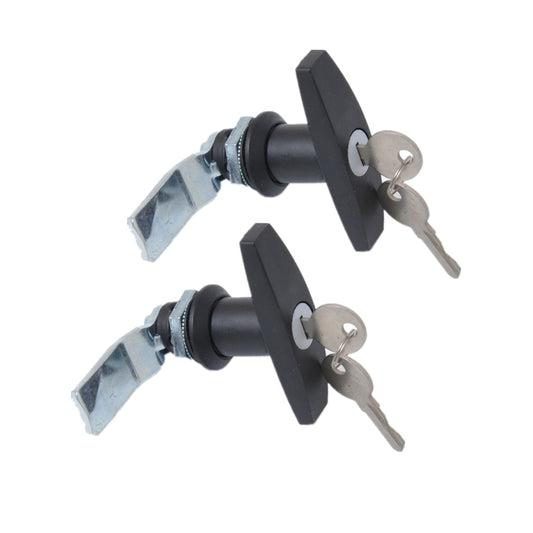 2 PCS Black T Shape Handle Paddle Entry Door Latch & Keys Tool Box Lock for Trailer / Yacht / Truck, 2 PCS Black T Shape Handle