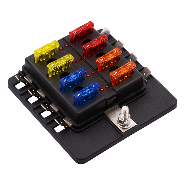 1 in 8 Out Fuse Box PC Terminal Block Fuse Holder Kits with LED Warning Indicator for Auto Car Truck Boat, 1 in 8 Out (PC Terminal Block)
