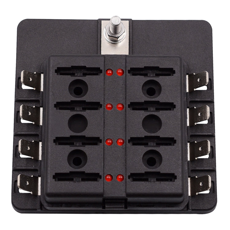 1 in 8 Out Fuse Box PC Terminal Block Fuse Holder Kits with LED Warning Indicator for Auto Car Truck Boat, 1 in 8 Out (PC Terminal Block)