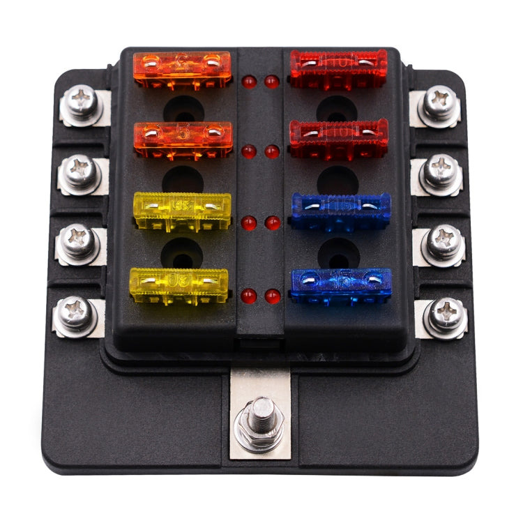 1 in 8 Out Fuse Box Screw Terminal Section Fuse Holder Kits with LED Warning Indicator for Auto Car Truck Boat, 1 in 8 Out (Screw Terminal Section)