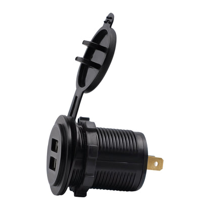Universal Car Charger 2 Port Power Socket Power Dual USB Charger 5V 4.2A IP66 with Aperture , 4.2A with Aperture (Orange Light)