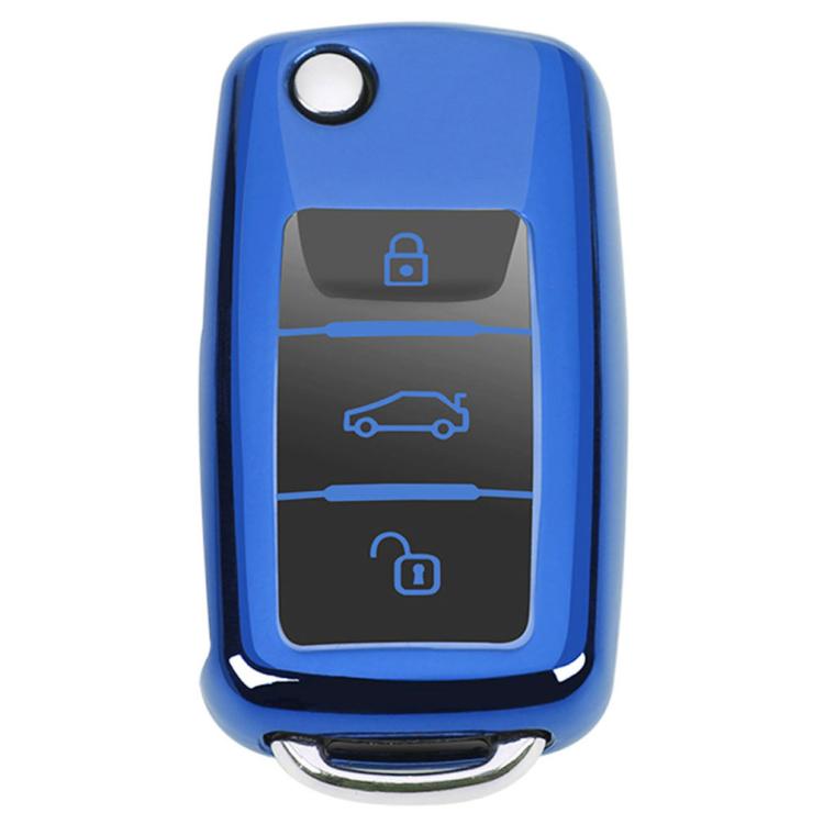 TPU One-piece Electroplating Opening Full Coverage Car Key Case for Volkswagen Lavida / SAGITAR / Jetta / C-TREK / BORA / Tiguan / Santana / POLO, Blue, Red, Pink, Silver