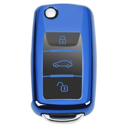 TPU One-piece Electroplating Opening Full Coverage Car Key Case for Volkswagen Lavida / SAGITAR / Jetta / C-TREK / BORA / Tiguan / Santana / POLO, Blue, Red, Pink, Silver