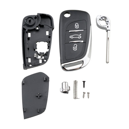 For PEUGEOT Car Keys Replacement 3 Buttons Car Key Case with Grooved and Holder, 3 Buttons with Grooved