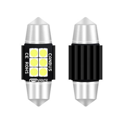 2 PCS 31mm DC12V-24V 3W 6000K 660LM 6LEDs SMD-3030 Car Reading Lamp / License Plate Light, 31mm (3W)