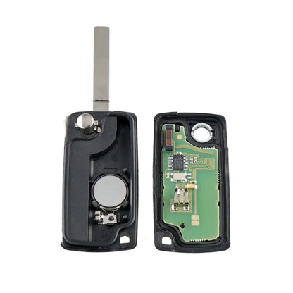For PEUGEOT 2 Buttons ASK Signal Intelligent Remote Control Car Key with Integrated Chip & Battery & Holder, without Grooved, Frequency: 433MHz, 2 Buttons without Grooved