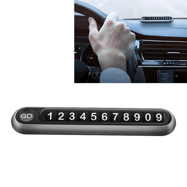 Hidden Number Metal Car Temporary Parking Number Plate Parking Card, Parking Card(Silver), Parking Card (Grey)