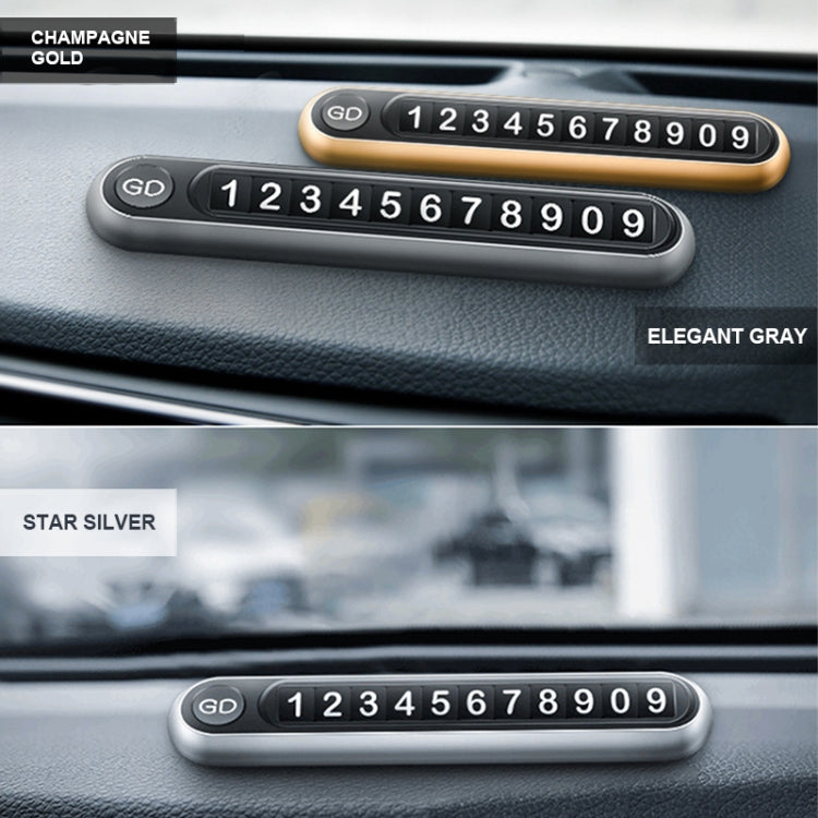 Hidden Number Metal Car Temporary Parking Number Plate Parking Card, Parking Card (Grey), Parking Card(Silver)
