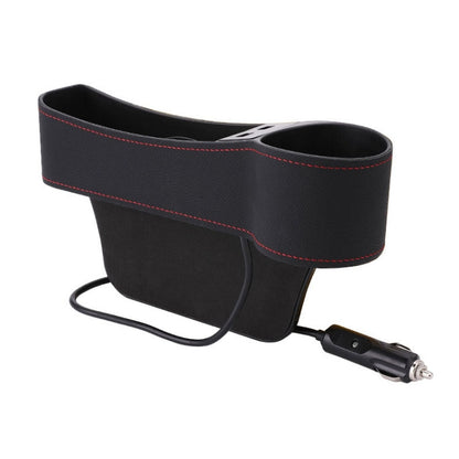 Car Multi-functional Co-pilot Seat Console PU Leather Box Cigarette Lighter Charging Pocket Cup Holder Seat Gap Side Storage Box, Co-pilot Seat