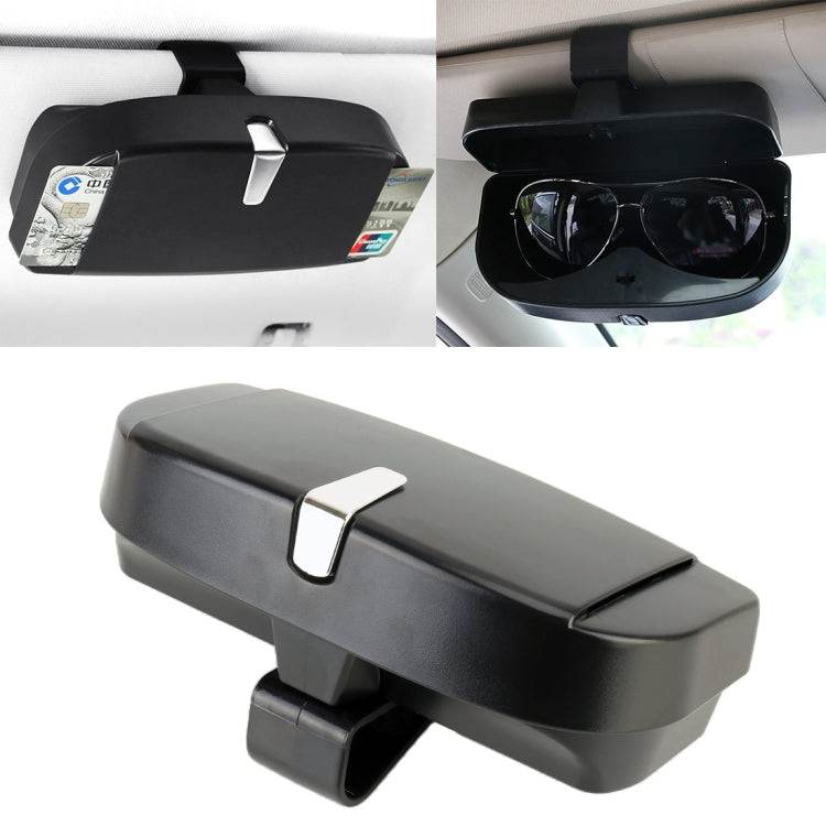 Car Multi-functional Glasses Case Sunglasses Box with Card Slot, Flat Style, Flat Style (Grey), Flat Style (Beige), Flat Style (Black), Flat Style (Pink)