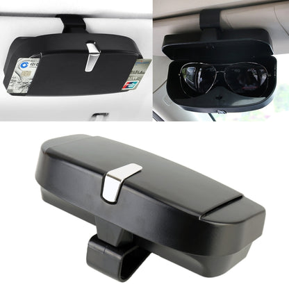 Car Multi-functional Glasses Case Sunglasses Box with Card Slot, Flat Style, Flat Style (Grey), Flat Style (Beige), Flat Style (Black), Flat Style (Pink)