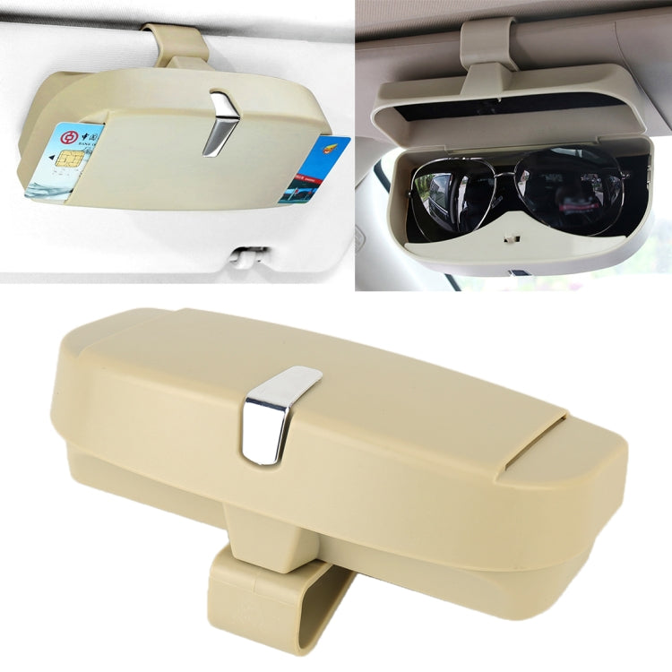 Car Multi-functional Glasses Case Sunglasses Box with Card Slot, Flat Style, Flat Style (Grey), Flat Style (Beige), Flat Style (Black), Flat Style (Pink)