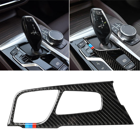 Car Tricolor Carbon Fiber Gear Position Panel Decorative Sticker for BMW 5 Series G38 528Li / 530Li / 540Li 2018, Left Drive, Gear Position (Tricolor)