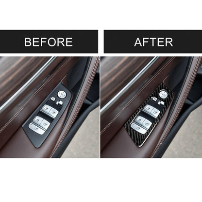 Car Carbon Fiber Door Window Lift Panel Decorative Sticker for BMW 5 Series G38 528Li / 530Li / 540Li 2018, Left Drive, Door Window Lift, B
