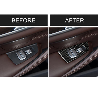 Car Carbon Fiber Door Window Lift Panel Decorative Sticker for BMW 5 Series G38 528Li / 530Li / 540Li 2018, Left Drive, Door Window Lift