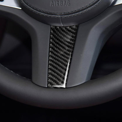 Car Carbon Fiber Steering Wheel Decorative Sticker for BMW 5 Series G30/G38 X3 G01/G08, Steering Wheel