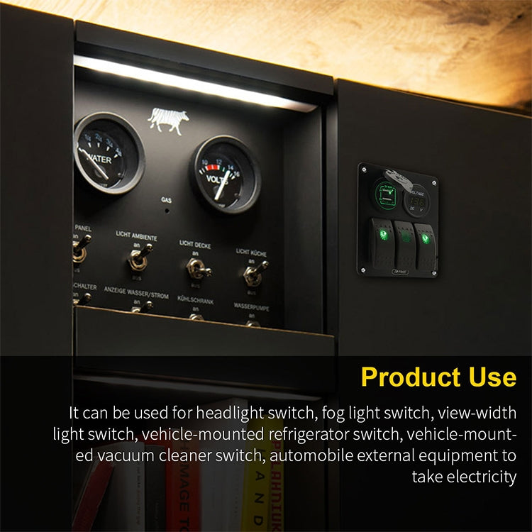 Multi-functional Combination Switch Panel 12V / 24V 3 Way Switches + Dual USB Charger for Car RV Marine Boat, 3 Way (Blue Light), 3 Way (Green Light), 3 Way (Red Light)