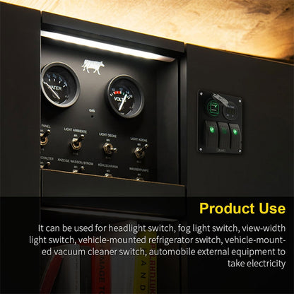 Multi-functional Combination Switch Panel 12V / 24V 3 Way Switches + Dual USB Charger for Car RV Marine Boat, 3 Way (Blue Light), 3 Way (Green Light), 3 Way (Red Light)