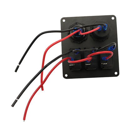 Multi-functional Combination Switch Panel 12V / 24V 3 Way Switches + Dual USB Charger for Car RV Marine Boat, 3 Way (Blue Light), 3 Way (Green Light), 3 Way (Red Light)