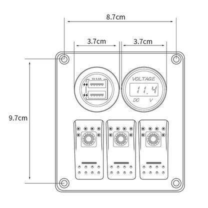 Multi-functional Combination Switch Panel 12V / 24V 3 Way Switches + Dual USB Charger for Car RV Marine Boat, 3 Way (Blue Light), 3 Way (Green Light), 3 Way (Red Light)