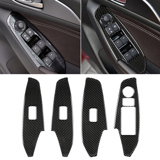 Car Carbon Fiber Right Drive Window Lift Panel Decorative Sticker for Mazda Axela 2014 / 2017-2018, Right Drive Window Lift Panel