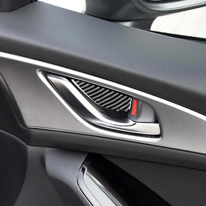 4 PCS Car Carbon Fiber Door Inner Handle Wrist Panel Decorative Sticker for Mazda Axela 2014 / 2017-2018, Door Inner Handle Wrist