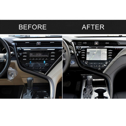 Car Carbon Fiber Central Control S Strip Decorative Sticker for Toyota Eighth Generation Camry 2018-2019, Left Drive, Central Control S Strip