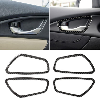 4 PCS Car Carbon Fiber Door Inner Wrist Frame Decorative Sticker for Honda Tenth Generation Civic 2016-2019, Door Inner Wrist Frame