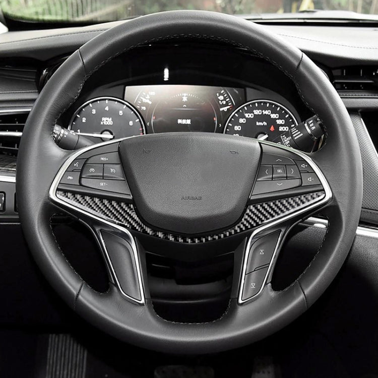 Car Carbon Fiber Steering Wheel Decorative Sticker for Cadillac XT5 2016-2017, Steering Wheel