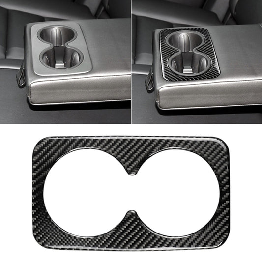 Car Carbon Fiber Rear Armrest Water Cup Decorative Sticker for Cadillac XT5 2016-2017, Rear Armrest Water Cup