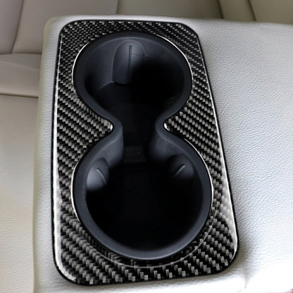 Car Carbon Fiber Rear Armrest Water Cup Decorative Sticker for Cadillac XT5 2016-2017, Rear Armrest Water Cup