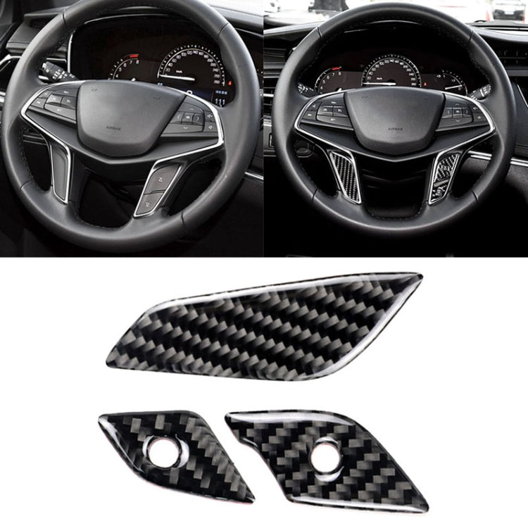 Car Carbon Fiber Steering Wheel Button Decorative Sticker for Cadillac XT5 2016-2017, Steering Wheel Button