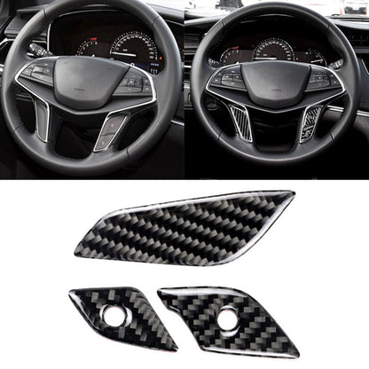 Car Carbon Fiber Steering Wheel Button Decorative Sticker for Cadillac XT5 2016-2017, Steering Wheel Button