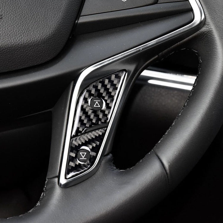Car Carbon Fiber Steering Wheel Button Decorative Sticker for Cadillac XT5 2016-2017, Steering Wheel Button