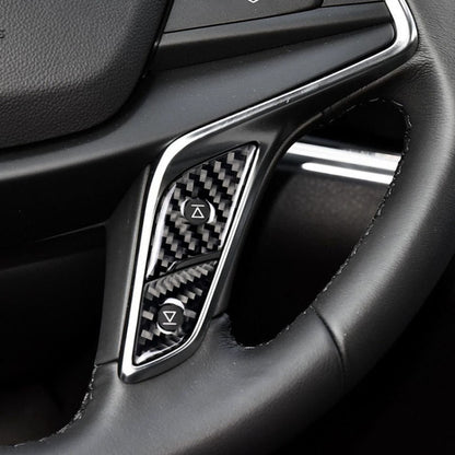 Car Carbon Fiber Steering Wheel Button Decorative Sticker for Cadillac XT5 2016-2017, Steering Wheel Button