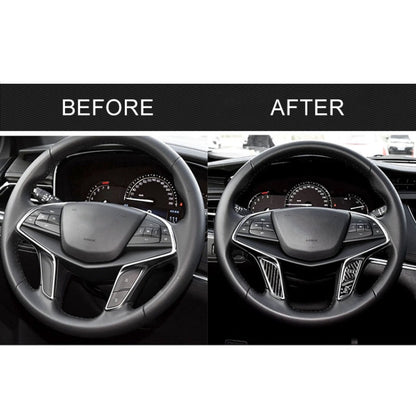 Car Carbon Fiber Steering Wheel Button Decorative Sticker for Cadillac XT5 2016-2017, Steering Wheel Button