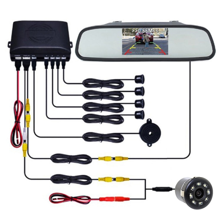 PZ604 170 Degree Car 4.3 inch Rearview Mirror Monitor with Round Camera, PZ604 with Round Camera