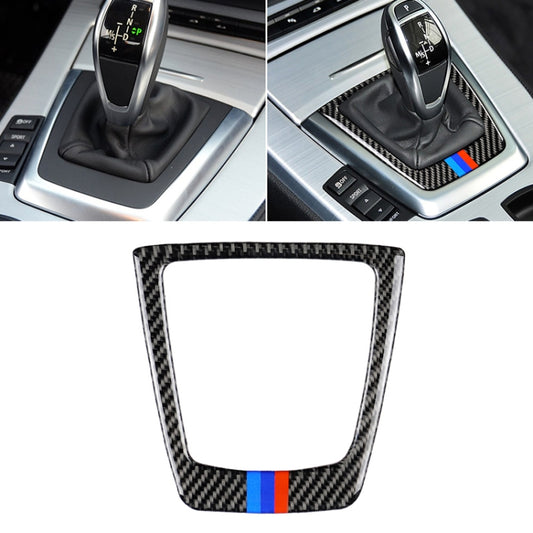 Car Carbon Fiber Gear Position Panel Decorative Three Color Sticker for BMW Z4 2009-2015, Gear Position Panel Sticker(Three Color)