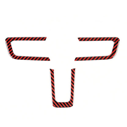 3 in 1 Car Carbon Fiber Steering Wheel Button Decorative Sticker for Ford Mustang 2015-2020, Steering Wheel Button