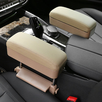 2 PCS Universal Car PU Leather Wrapped Armrest Box Cushion Car Armrest Box Mat with Storage Box, 2pcs(Beige), 2pcs(Brown), 2pcs(Black), 2pcs (Black Red), 2pcs(Black White)