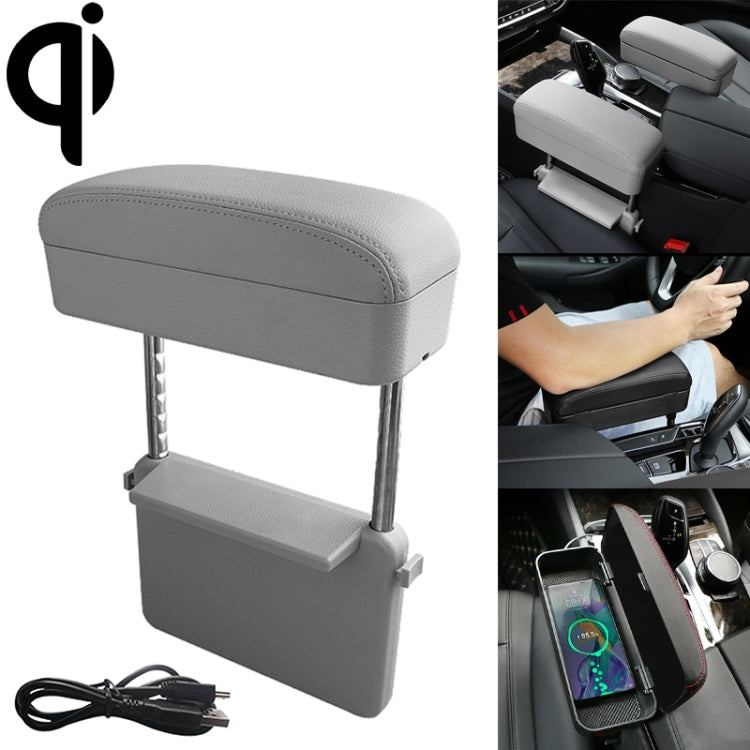 Universal Car Wireless Qi Standard Charger PU Leather Wrapped Armrest Box Cushion Car Armrest Box Mat with Storage Box, 1pc(Black White), 1pc(Grey), 1pc(Beige), 1pc(Brown), 1pc(Black), 1pc(Black Red)