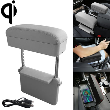 Universal Car Wireless Qi Standard Charger PU Leather Wrapped Armrest Box Cushion Car Armrest Box Mat with Storage Box, 1pc(Black White), 1pc(Grey), 1pc(Beige), 1pc(Brown), 1pc(Black), 1pc(Black Red)