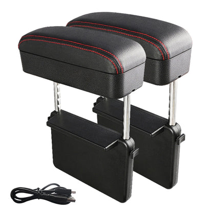 2 PCS Universal Car Wireless Qi Standard Charger PU Leather Wrapped Armrest Box Cushion Car Armrest Box Mat with Storage Box, 2pcs(Black Red), 2pcs(Black White), 2pcs(Grey), 2pcs(Beige), 2pcs(Brown)