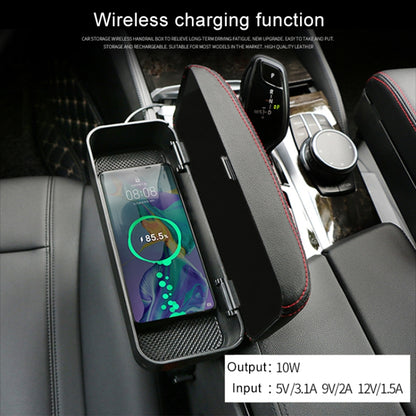 2 PCS Universal Car Wireless Qi Standard Charger PU Leather Wrapped Armrest Box Cushion Car Armrest Box Mat with Storage Box, 2pcs(Beige), 2pcs(Brown), 2pcs(Black Red), 2pcs(Black White), 2pcs(Grey)