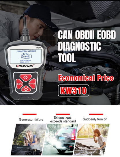 KONNWEI KW310 OBD Car Fault Detector Code Reader ELM327 OBD2 Scanner Diagnostic Tool, KW310