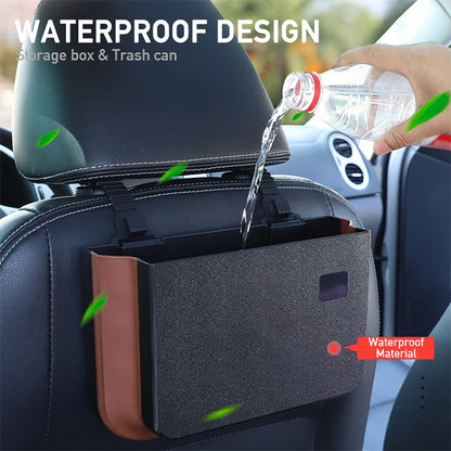 929 Car Foldable Hanging Trash Can Storage Bin, Black