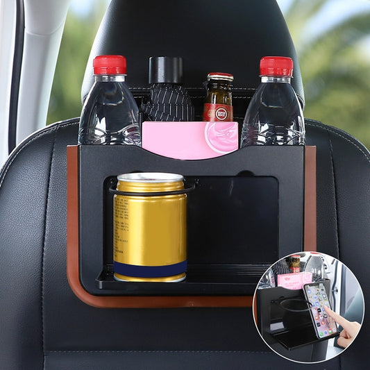 929 Car Foldable Hanging Trash Can Storage Bin with Small Table, with Small Table Black