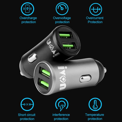 IVON CC26 5V 2.1A Dual USB Port Mini Car Charger, CC26 Grey