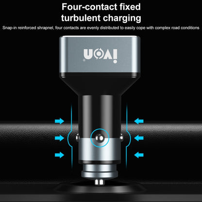 IVON CC43 45W PD 3.0 Dual USB-C / Type-C + QC 3.0 USB Port Square Car Charger, CC43