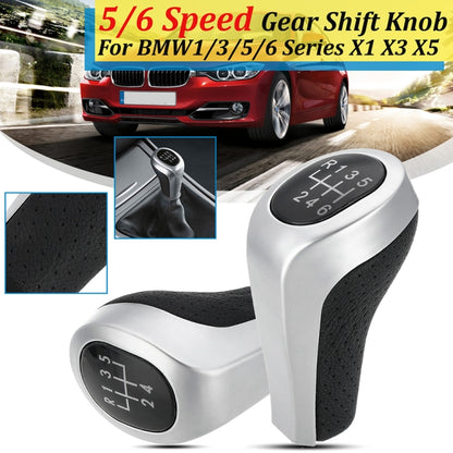 Car 5-speed Matte Silver Gear Shift Lever Knob for BMW, 5-speed Matte Silver
